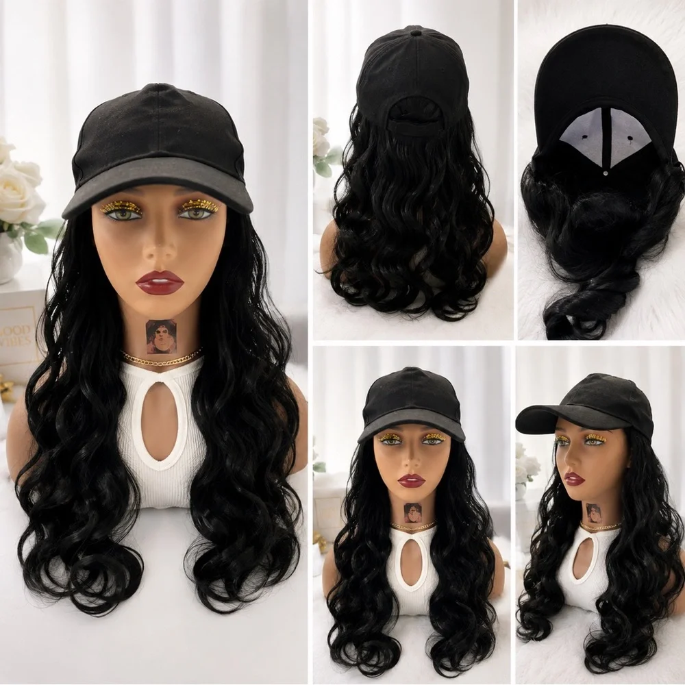 Synthetic Wig Hat Cap – Copper Brown & Blonde Highlights